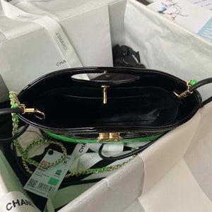 Chanel AS4133 mini Bi-color Chain patent leather Bag Green - Default Title - View 6