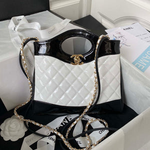 Chanel AS4133 mini Bi-color Chain patent leather Bag White - Default Title - View 1