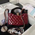 Chanel AS4133 mini Bi-color Chain patent leather Bag Wine Red - Default Title - View 1