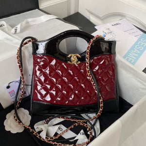 Chanel AS4133 mini Bi-color Chain patent leather Bag Wine Red - Default Title - View 1