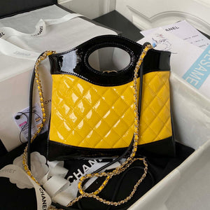 Chanel AS4133 mini Bi-color Chain patent leather Bag Yellow - Default Title - View 2