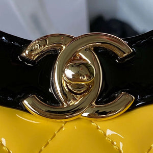 Chanel AS4133 mini Bi-color Chain patent leather Bag Yellow - Default Title - View 3