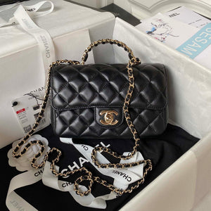 Chanel AS4140 Camellia Embossed With top Handle Bag Black - Default Title - View 1