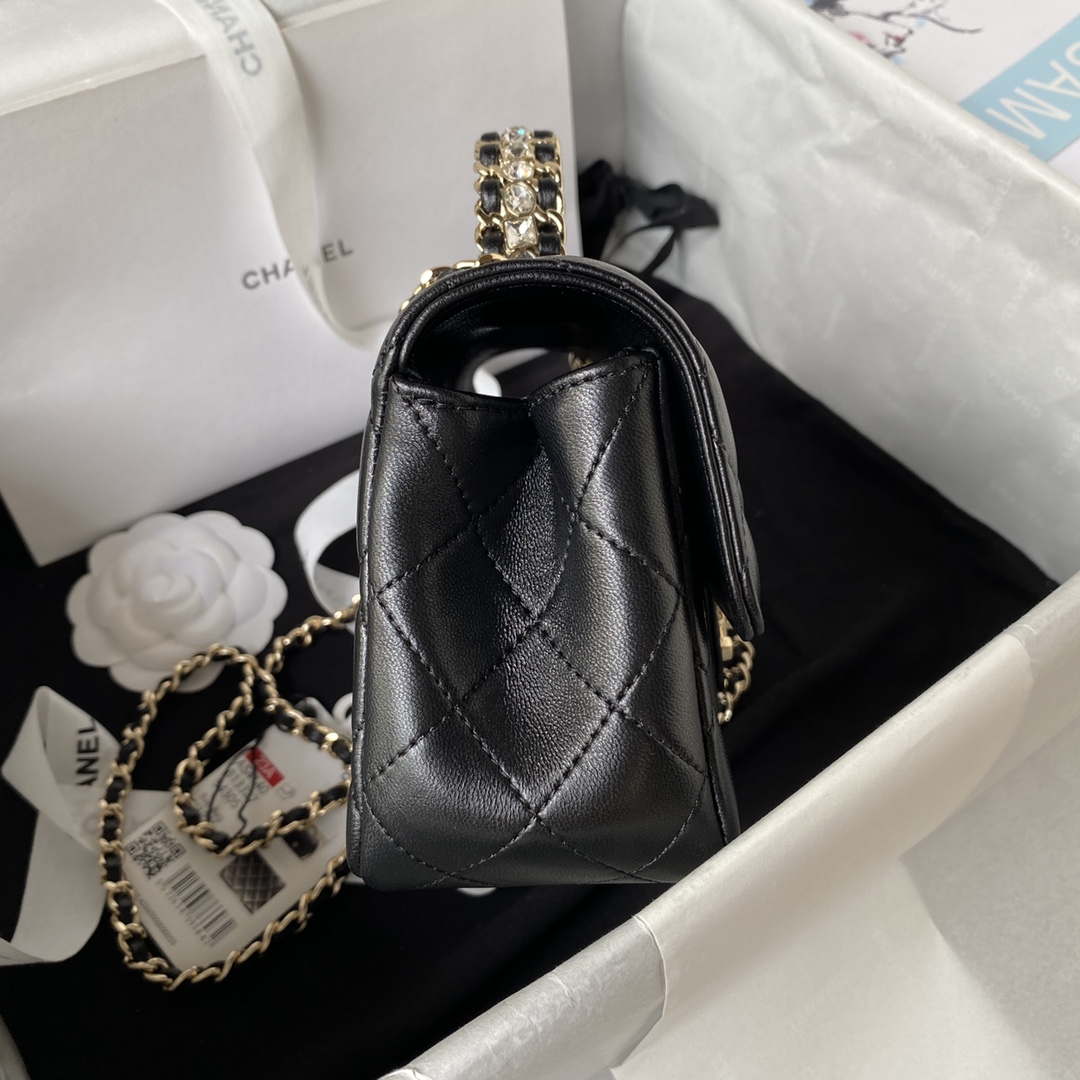 Chanel AS4140 Camellia Embossed With top Handle Bag Black - Default Title - View 5