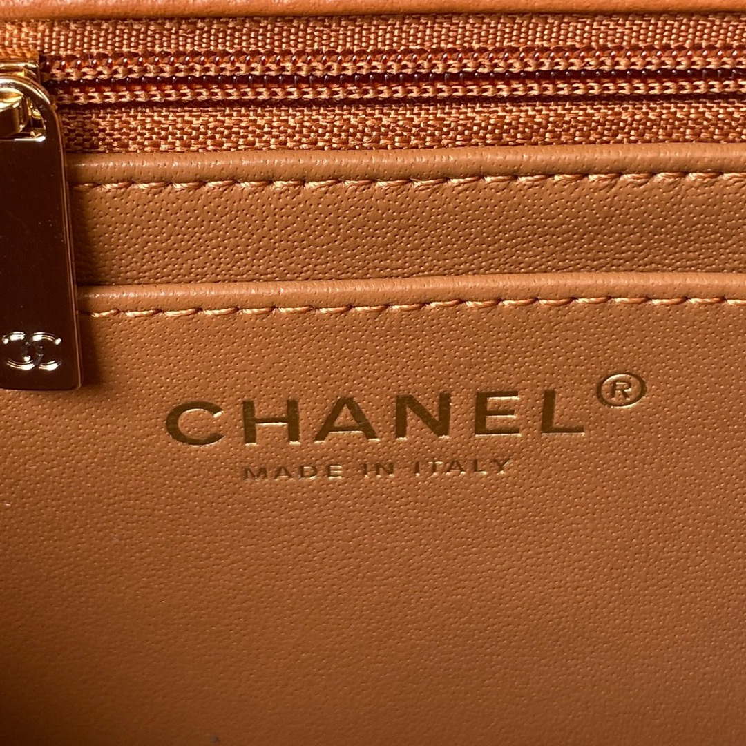 Chanel AS4140 Camellia Embossed With top Handle Bag Caramel - Default Title - View 8