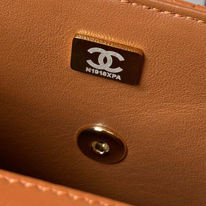 Chanel AS4140 Camellia Embossed With top Handle Bag Caramel - Default Title - View 9