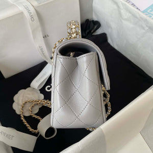 Chanel AS4140 Camellia Embossed With top Handle Bag Gray - Default Title - View 5