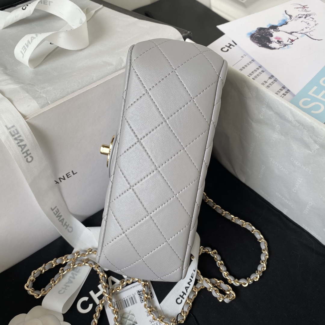 Chanel AS4140 Camellia Embossed With top Handle Bag Gray