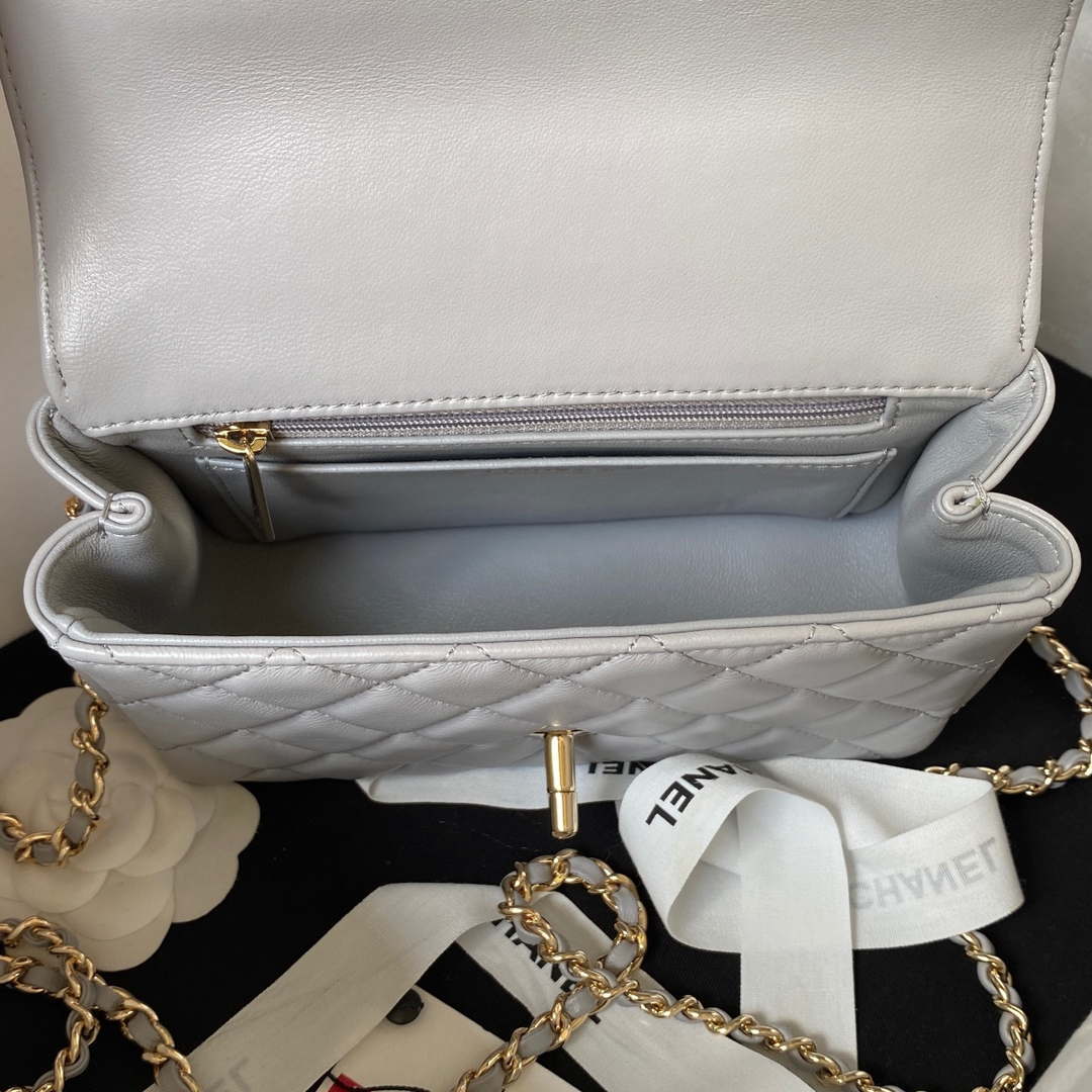 Chanel AS4140 Camellia Embossed With top Handle Bag Gray - Default Title - View 7