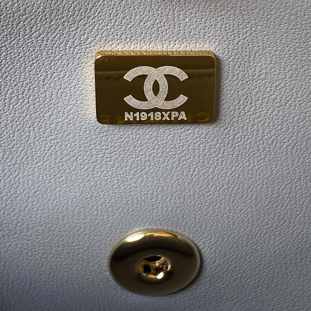 Chanel AS4140 Camellia Embossed With top Handle Bag Gray