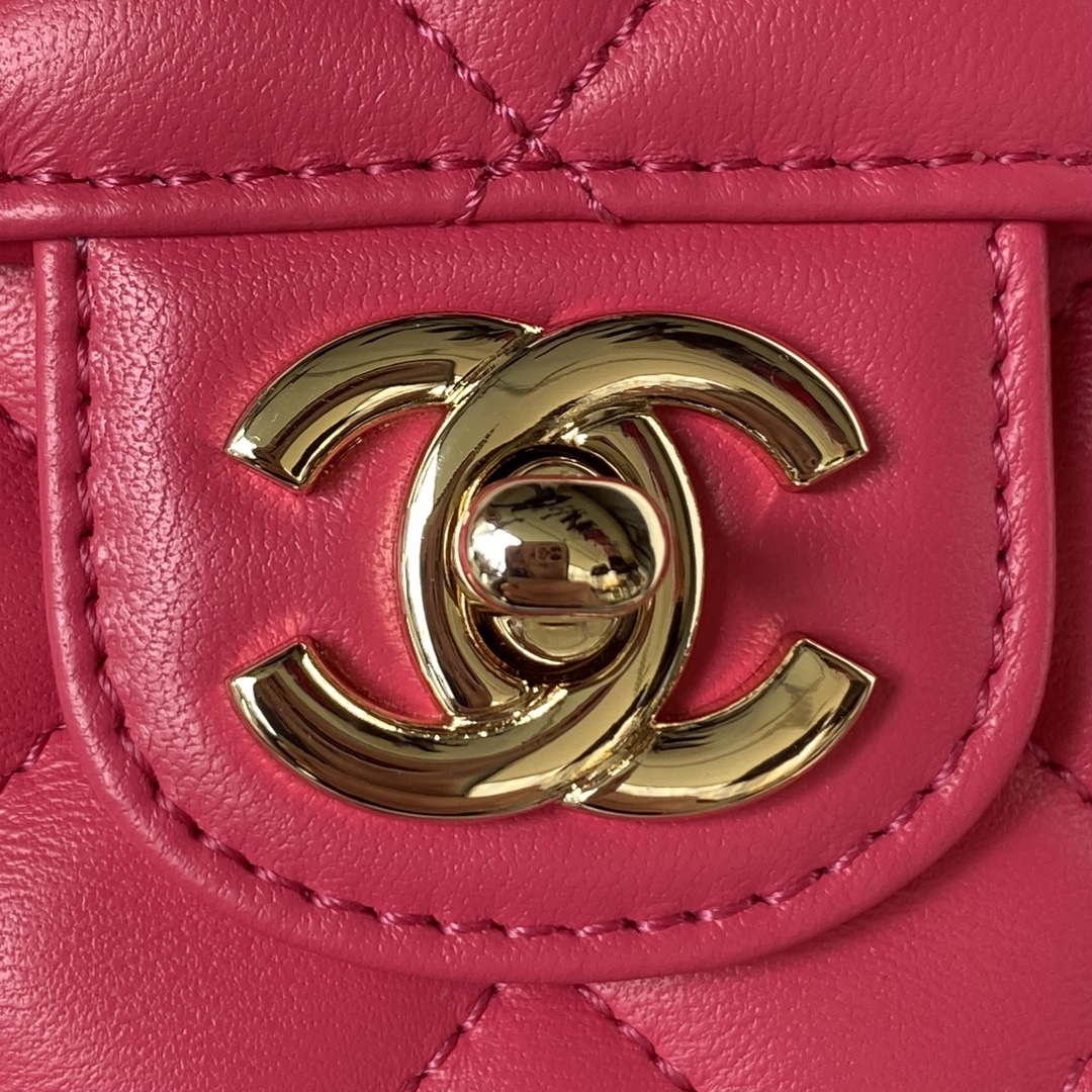 Chanel AS4140 Camellia Embossed With top Handle Bag Rose red - Default Title - View 3