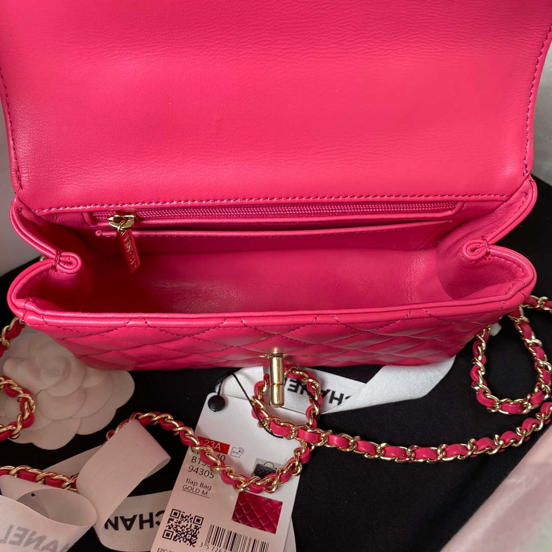 Chanel AS4140 Camellia Embossed With top Handle Bag Rose red