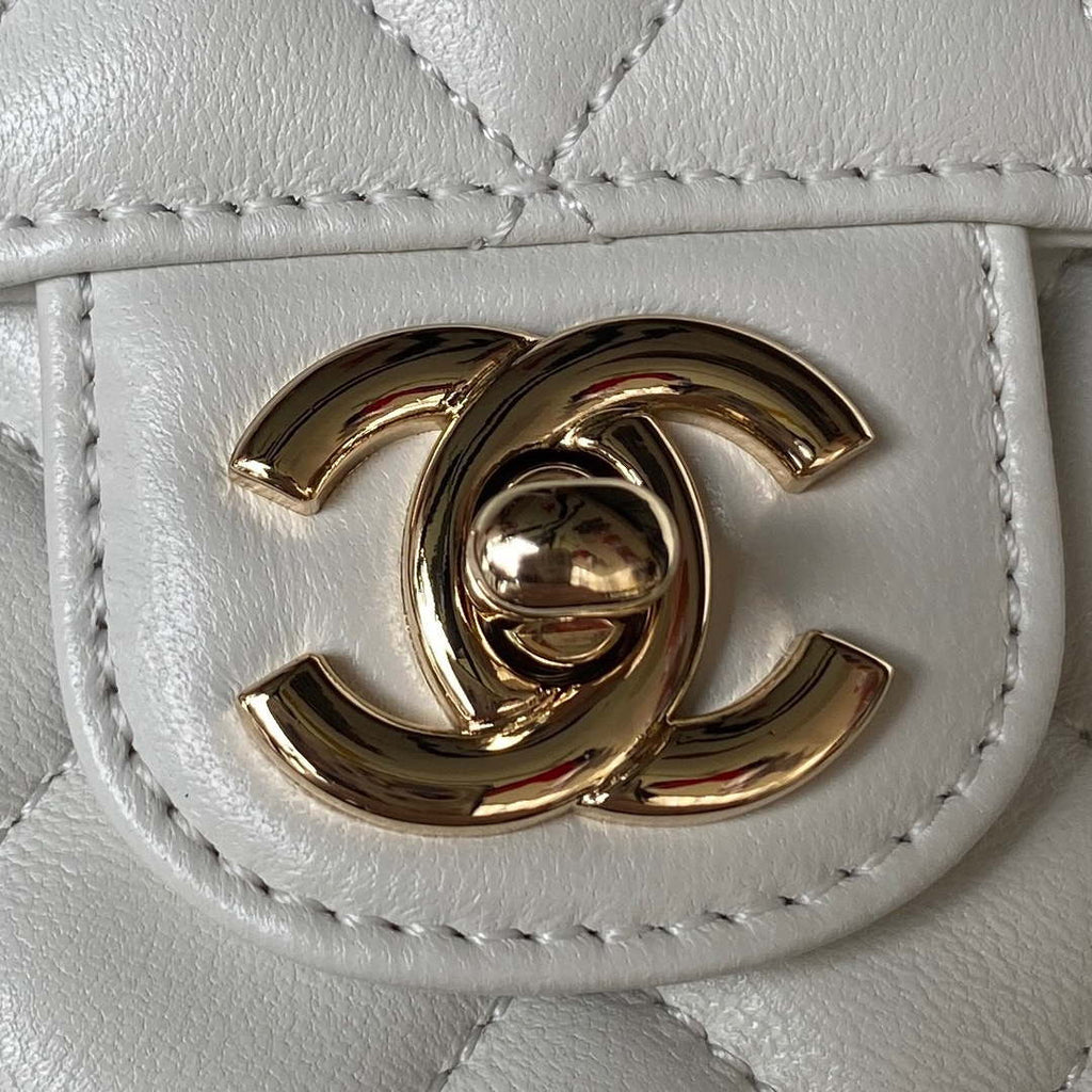 Chanel AS4140 Camellia Embossed With top Handle Bag White