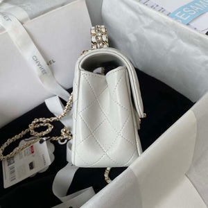Chanel AS4140 Camellia Embossed With top Handle Bag White - Default Title - View 5