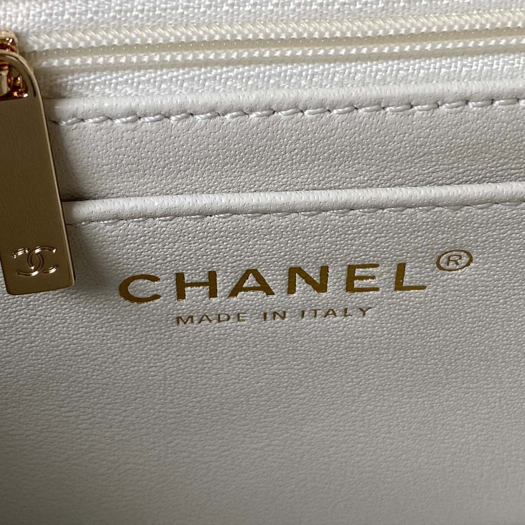 Chanel AS4140 Camellia Embossed With top Handle Bag White - Default Title - View 8