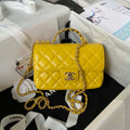 Chanel AS4140 Camellia Embossed With top Handle Bag Yellow