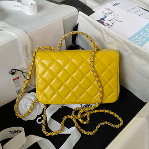 Chanel AS4140 Camellia Embossed With top Handle Bag Yellow - Default Title - View 2