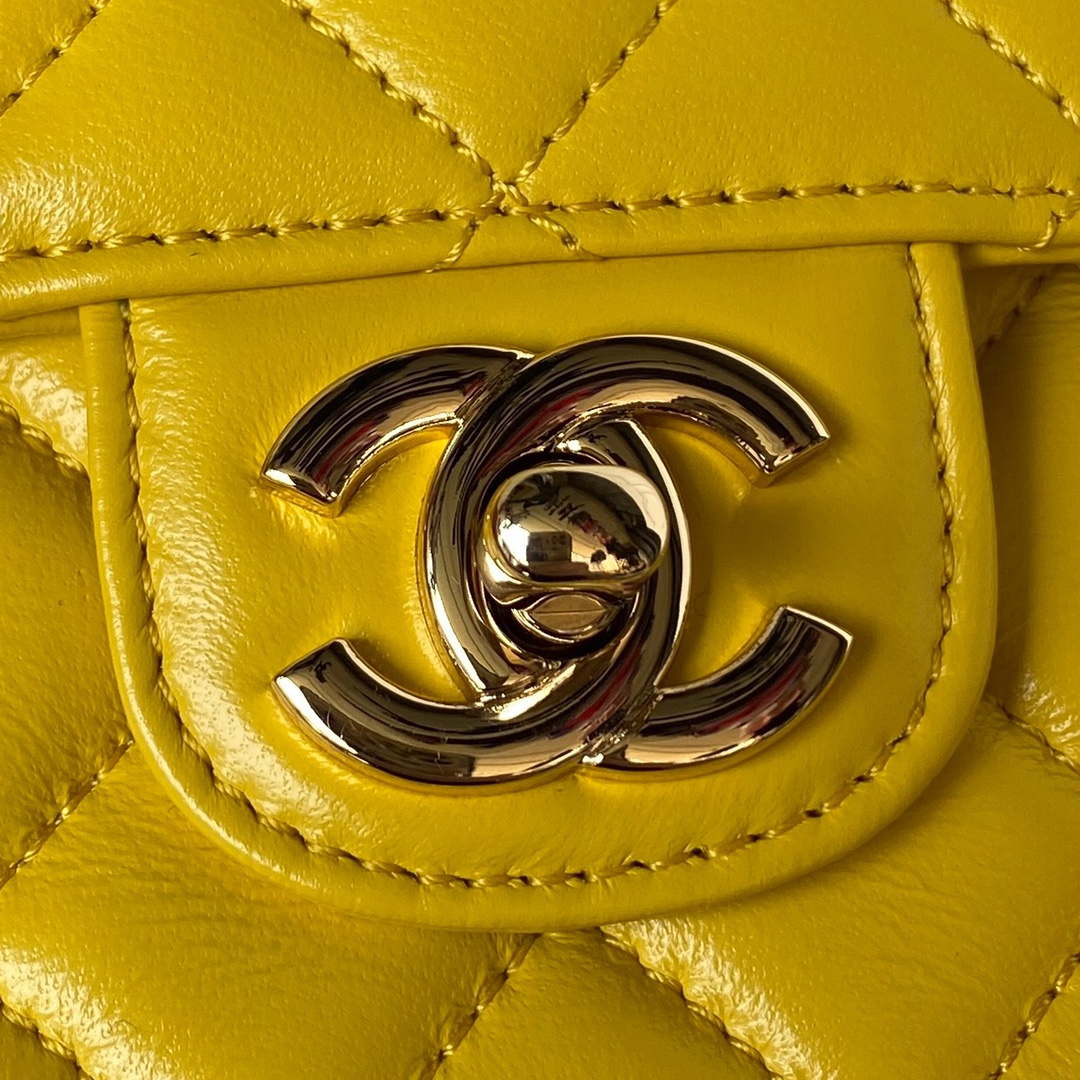 Chanel AS4140 Camellia Embossed With top Handle Bag Yellow - Default Title - View 3
