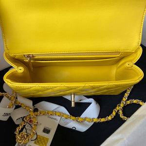 Chanel AS4140 Camellia Embossed With top Handle Bag Yellow - Default Title - View 7