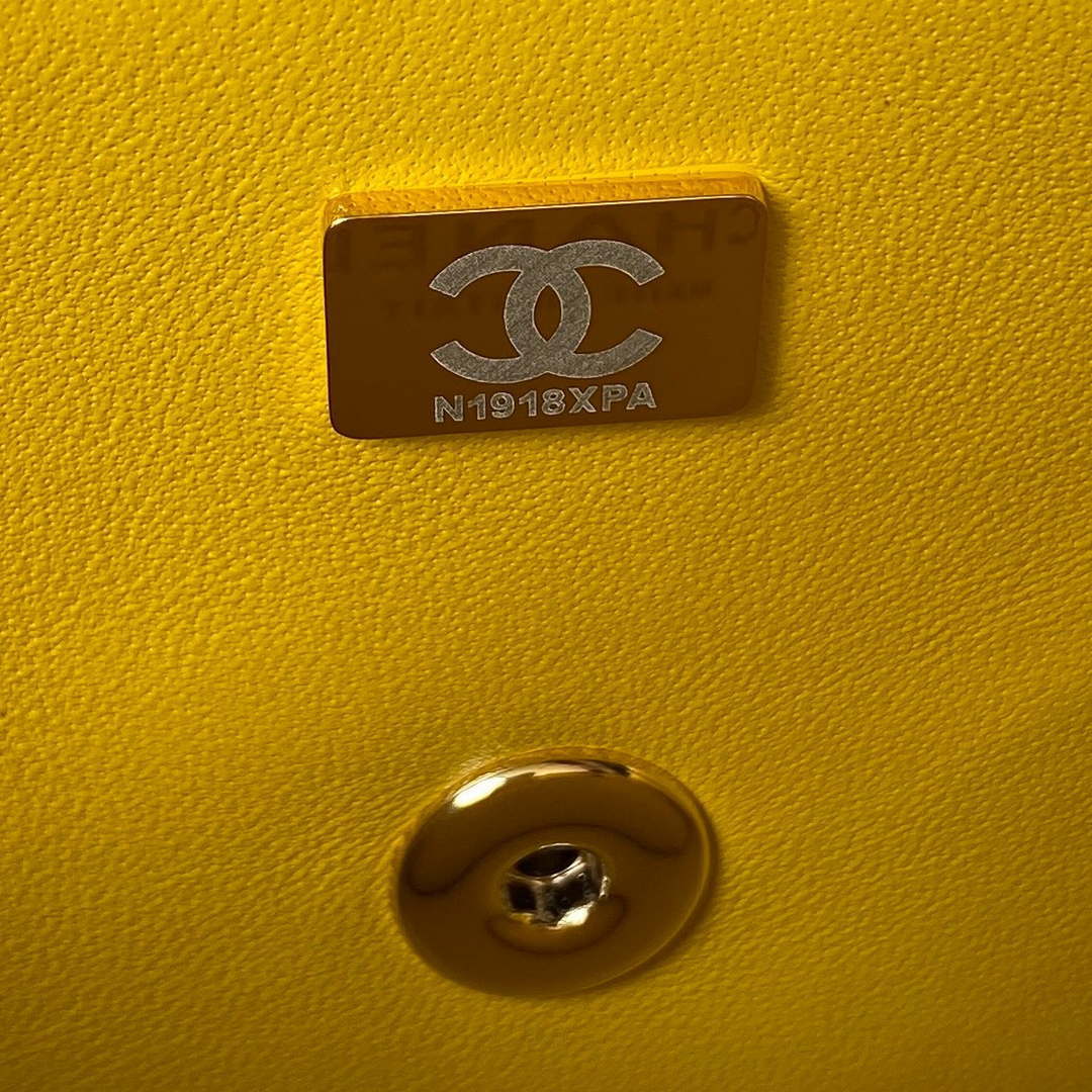 Chanel AS4140 Camellia Embossed With top Handle Bag Yellow - Default Title - View 9