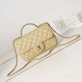 Chanel AS4141 Camellia Embossed Flap With top Handle Bag Beige - Default Title - View 1