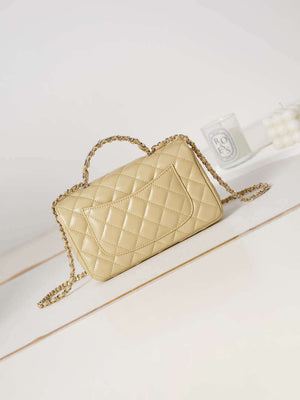 Chanel AS4141 Camellia Embossed Flap With top Handle Bag Beige - Default Title - View 4