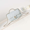 Chanel AS4141 Camellia Embossed With top Handle Bag Light Blue - Default Title - View 1