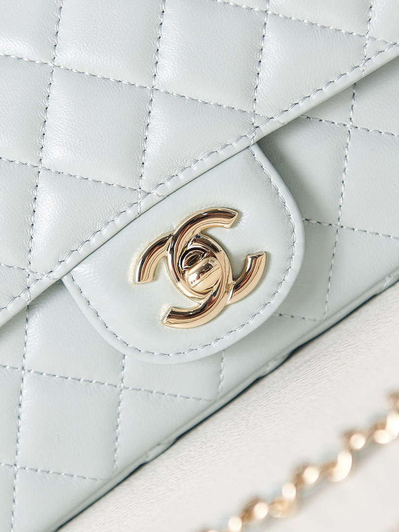 Chanel AS4141 Camellia Embossed With top Handle Bag Light Blue