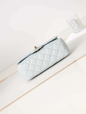 Chanel AS4141 Camellia Embossed With top Handle Bag Light Blue - Default Title - View 6
