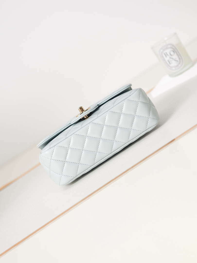 Chanel AS4141 Camellia Embossed With top Handle Bag Light Blue - Default Title - View 6