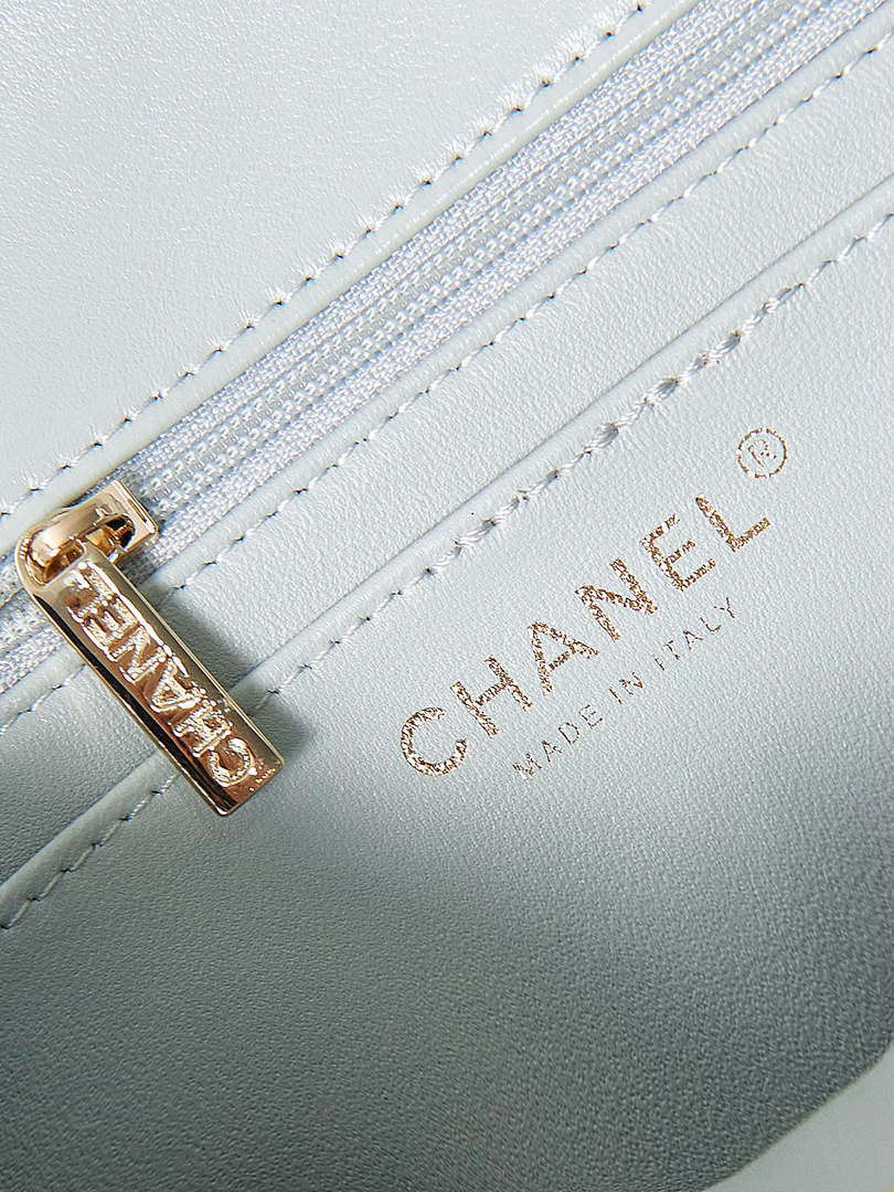 Chanel AS4141 Camellia Embossed With top Handle Bag Light Blue