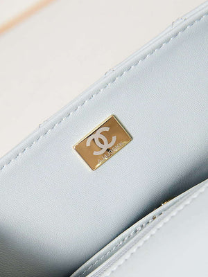 Chanel AS4141 Camellia Embossed With top Handle Bag Light Blue - Default Title - View 9