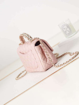 Chanel AS4141 Camellia Embossed Flap With top Handle Bag Pink - Default Title - View 4