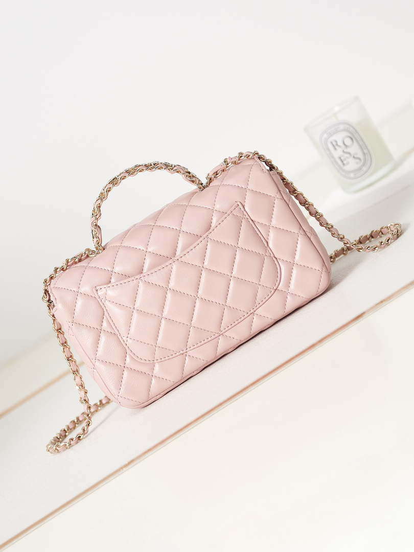Chanel AS4141 Camellia Embossed Flap With top Handle Bag Pink - Default Title - View 5