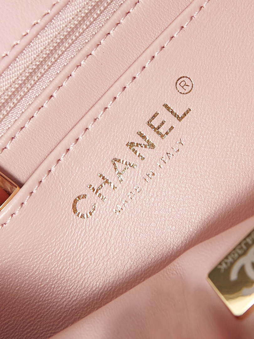Chanel AS4141 Camellia Embossed Flap With top Handle Bag Pink