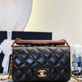 Chanel AS4151 Small Flap Bag With Top Handle Lambskin & Wenge Wood Black - Default Title - View 1