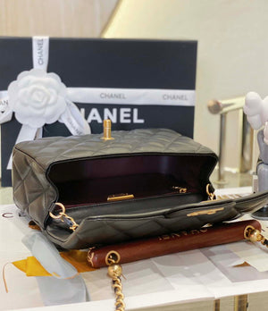 Chanel AS4151 Small Flap Bag With Top Handle Lambskin & Wenge Wood Black - Default Title - View 6