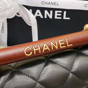 Chanel AS4151 Small Flap Bag With Top Handle Lambskin & Wenge Wood Black - Default Title - View 7