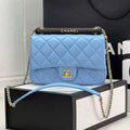 Chanel AS4151 Small Flap Bag With Top Handle Lambskin & Wenge Wood Blue - Default Title - View 1