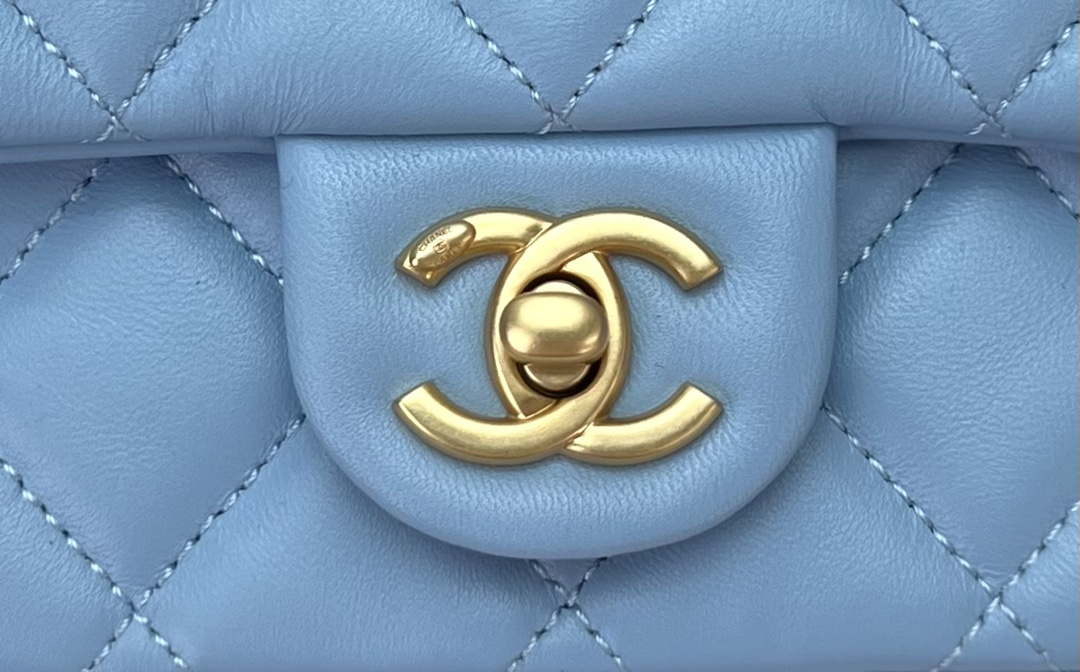 Chanel AS4151 Small Flap Bag With Top Handle Lambskin & Wenge Wood Blue - Default Title - View 4