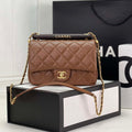 Chanel AS4151 Small Flap Bag With Top Handle Lambskin & Wenge Wood Brown - Default Title - View 1
