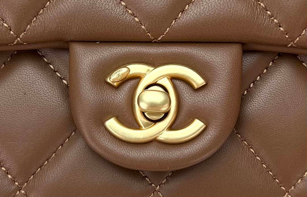 Chanel AS4151 Small Flap Bag With Top Handle Lambskin & Wenge Wood Brown