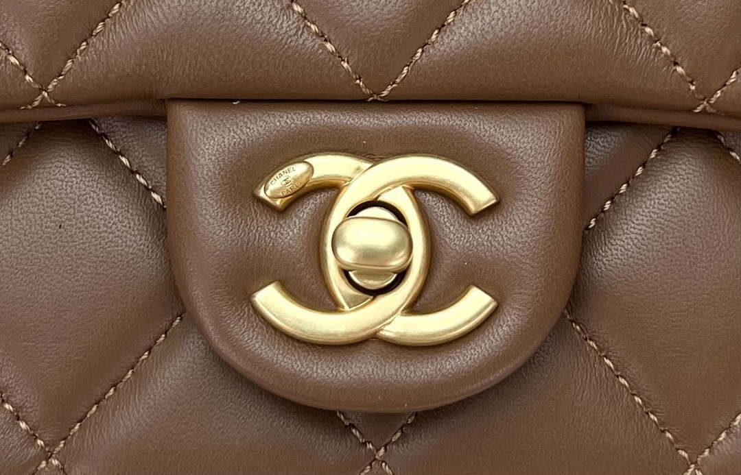 Chanel AS4151 Small Flap Bag With Top Handle Lambskin & Wenge Wood Brown