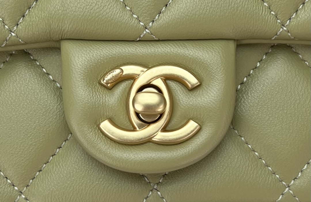Chanel AS4151 Small Flap Bag With Top Handle Lambskin & Wenge Wood Matcha green - Default Title - View 5