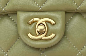 Chanel AS4151 Small Flap Bag With Top Handle Lambskin & Wenge Wood Matcha green - Default Title - View 5