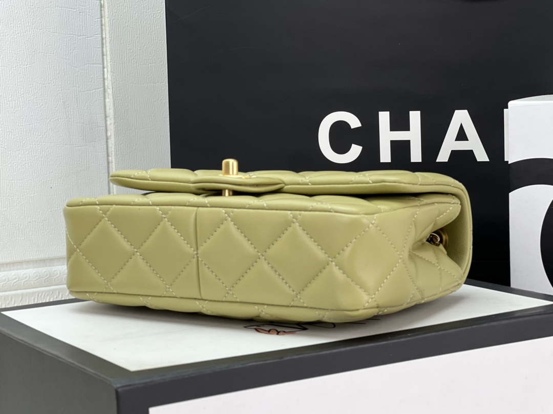 Chanel AS4151 Small Flap Bag With Top Handle Lambskin & Wenge Wood Matcha green - Default Title - View 6