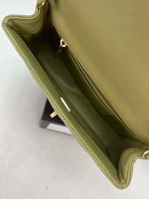 Chanel AS4151 Small Flap Bag With Top Handle Lambskin & Wenge Wood Matcha green - Default Title - View 8