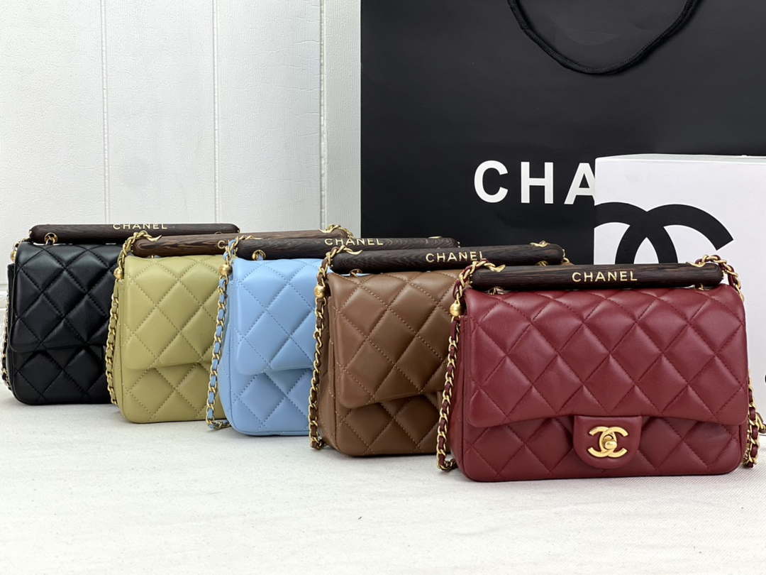 Chanel AS4151 Small Flap Bag With Top Handle Lambskin & Wenge Wood Matcha green - Default Title - View 2