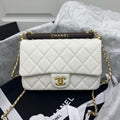 Chanel AS4151 Small Flap Bag With Top Handle Lambskin & Wenge Wood White - Default Title - View 1