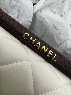 Chanel AS4151 Small Flap Bag With Top Handle Lambskin & Wenge Wood White - Default Title - View 6
